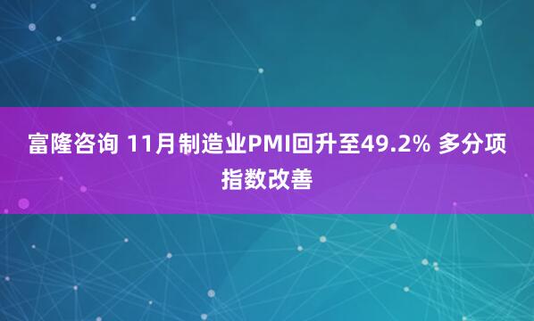 富隆咨询 11月制造业PMI回升至49.2% 多分项指数改善